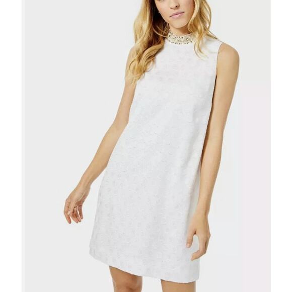 Lilly Pulitzer Brandi Shift Dress Resort White Size 10 NWT Collar Bead Glam Chic - Picture 3 of 16